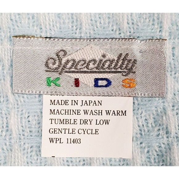 Vintage Blanket Waffle Weave Blue Fringe Baby Japan 100% Acrylic Specialty Kids - Picture 6 of 8